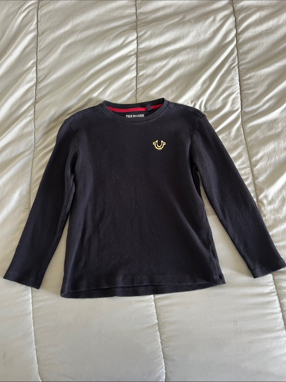 True Religion Kids Black Long Sleeve Tee with Horseshoe Logo